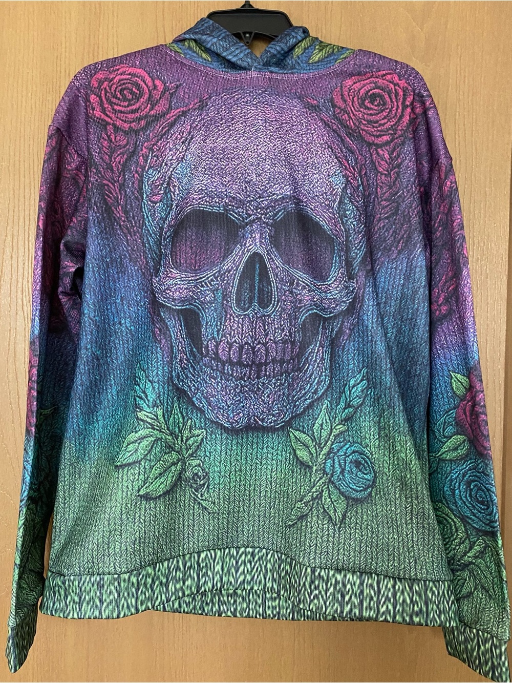 NWOT Women's Gradient Skull & Rose Hoodie - XL